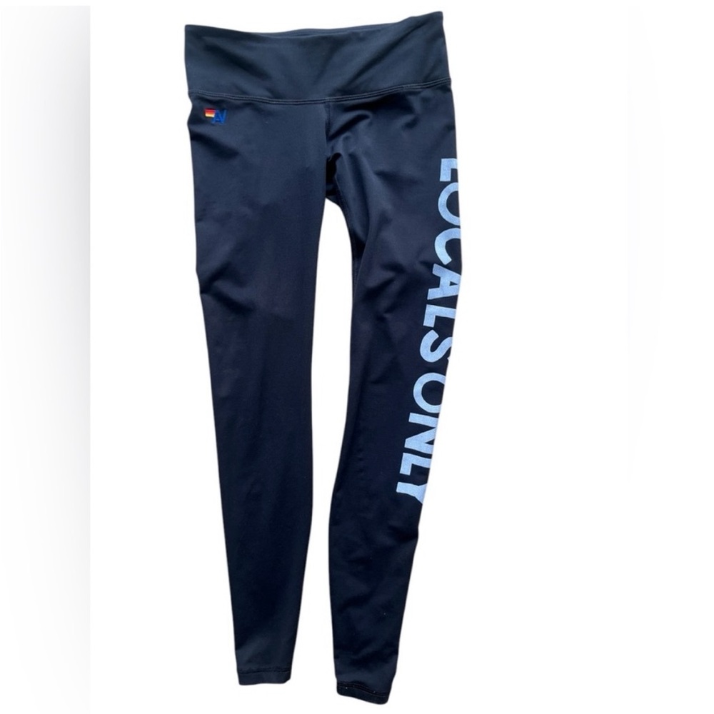 AVIATOR NATION Locals Only Leggings Black Print Size S/M High Rise Active Surf - Picture 5 of 12